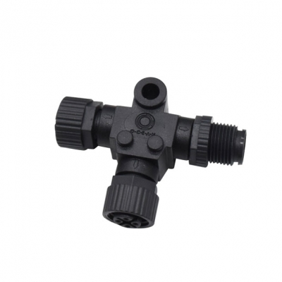  M12 T-Splitter M12 A-Code 5Pin 1 male to 2 female, plastic