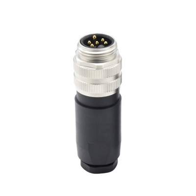 7/8 6pin male straight plug, plastic field installation connector, screw